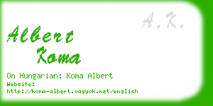 albert koma business card